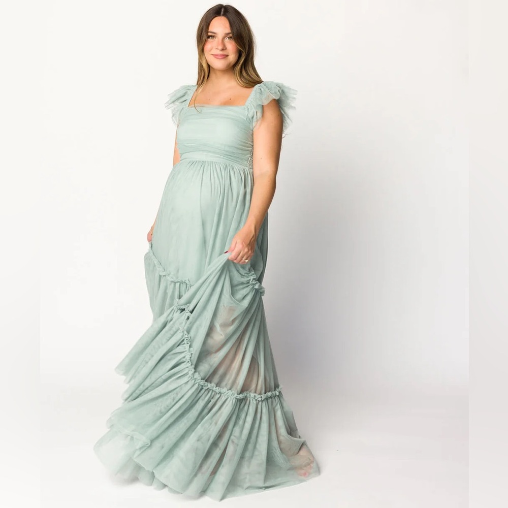 🔥Worth Collective Bella Tiered Maxi Tulle Dress Sage🔥